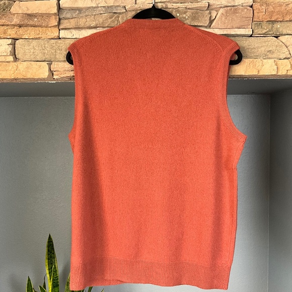 100% Cashmere Soft Cozy Sweater Vest Indie Academia Preppy Rust Brown Men’s L - Picture 2 of 6